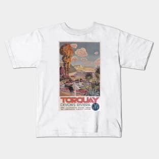 Torquay, Devon - GWR - Vintage Railway Travel Poster - 1930s Kids T-Shirt